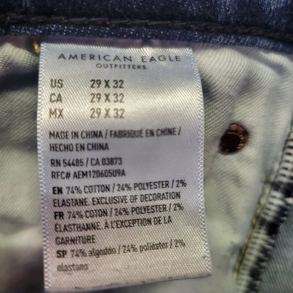 American Eagle Airflex + Jeans Move Free Slim Stretch Mens 29x32 Distressed Blue - Picture 4 of 12